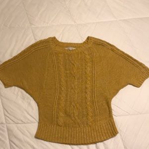 LOFT short sleeve yellow cable knit dolman sweater